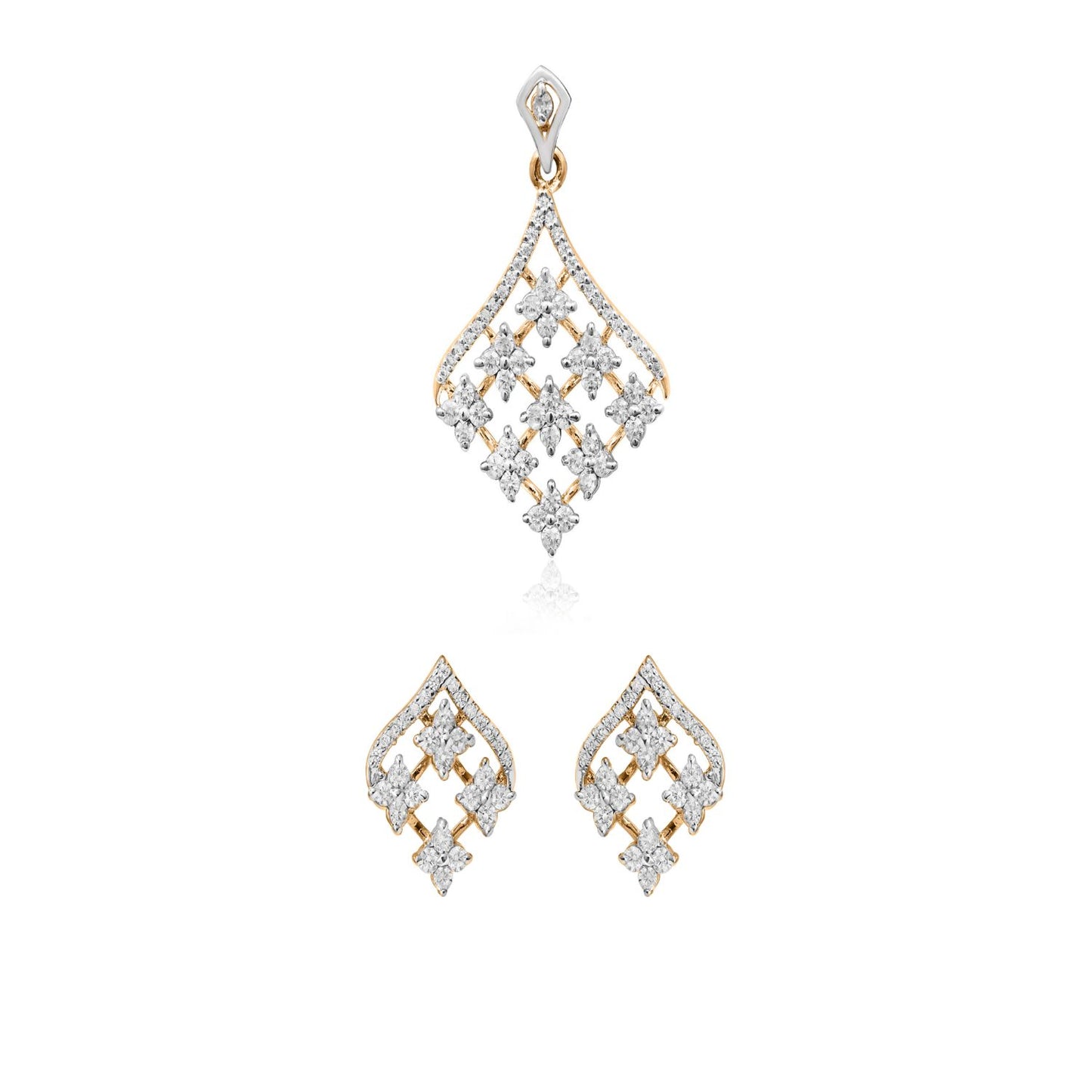Golden Crimson White Bead Pendant Set