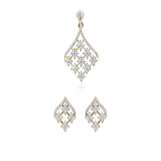 Golden Crimson White Bead Pendant Set