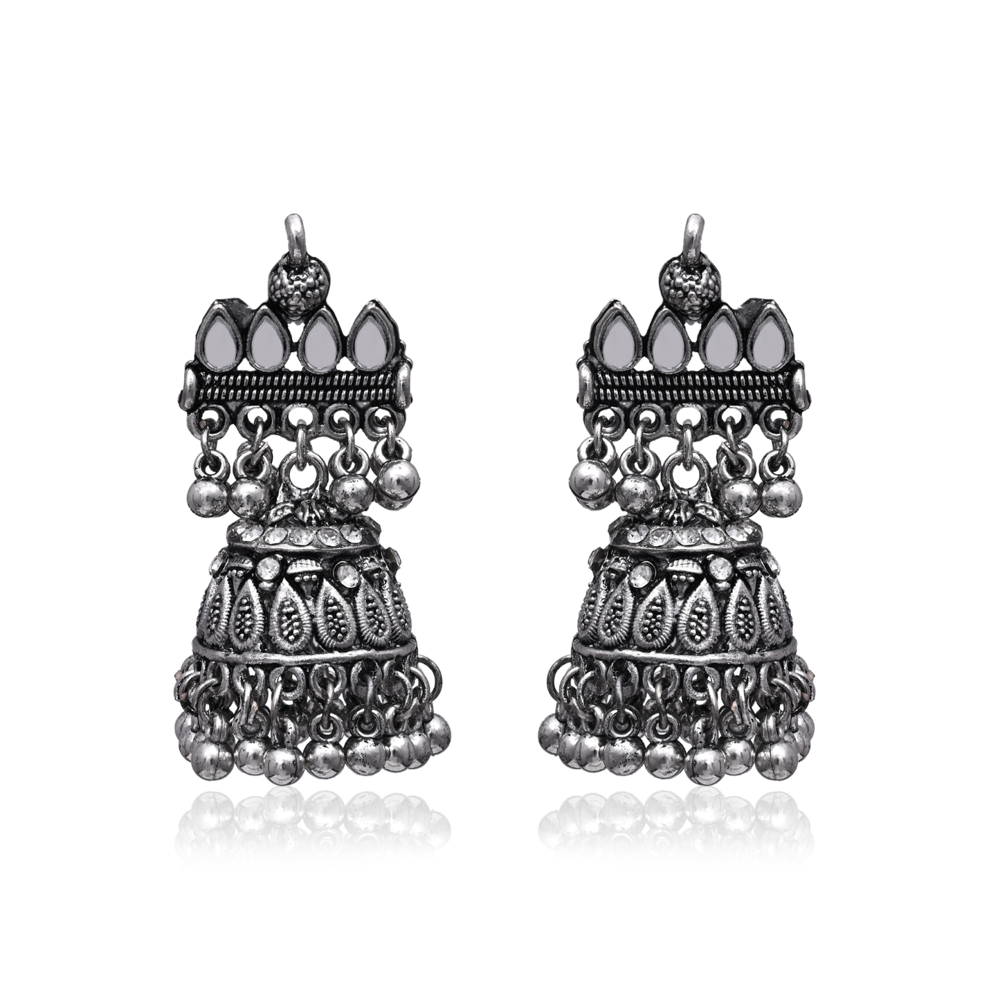 Multi Layer Oxidized Jhumka Earrings
