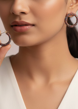 Multicolor Crystal Hoop Earrings By 2wist Designs