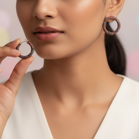 Multicolor Crystal Hoop Earrings By 2wist Designs