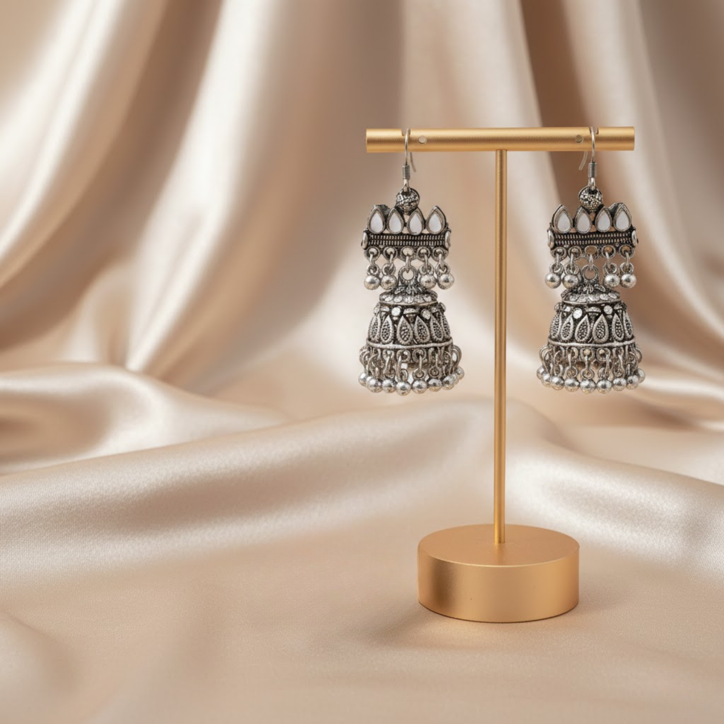 Multi Layer Oxidized Jhumka Earrings