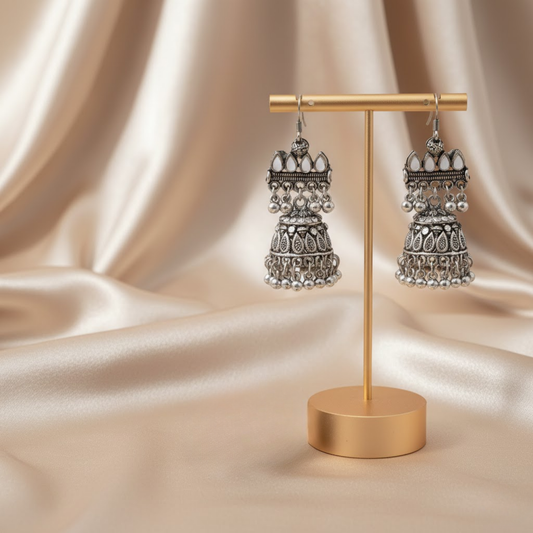 Multi Layer Oxidized Jhumka Earrings