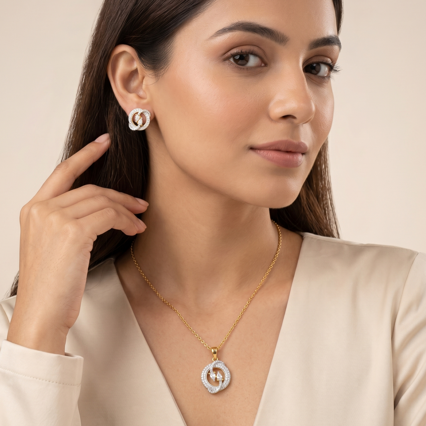 Crimson Pearl Elegant Pendant Set