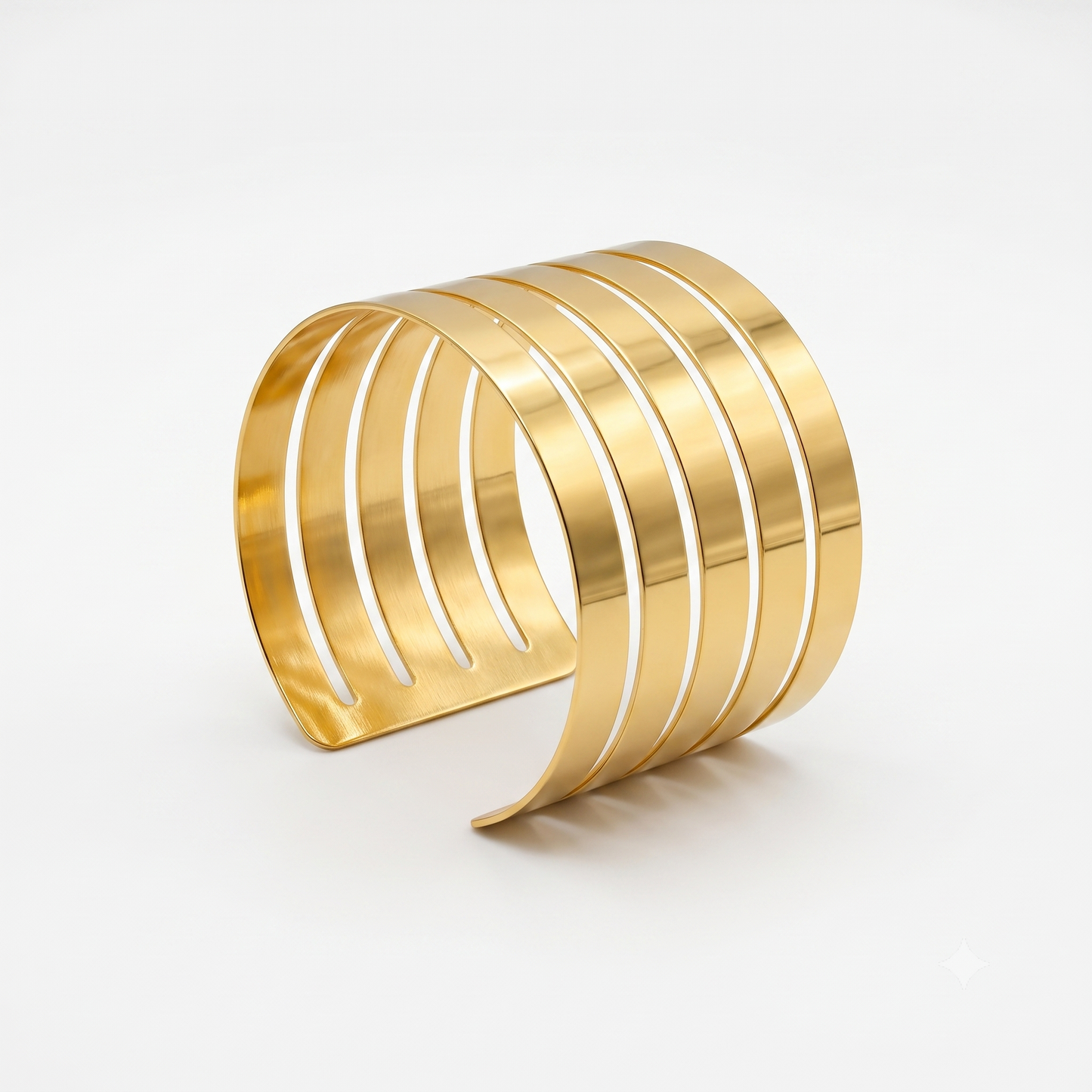 Gold Toned Brass Linear Wire Cuff Bangle