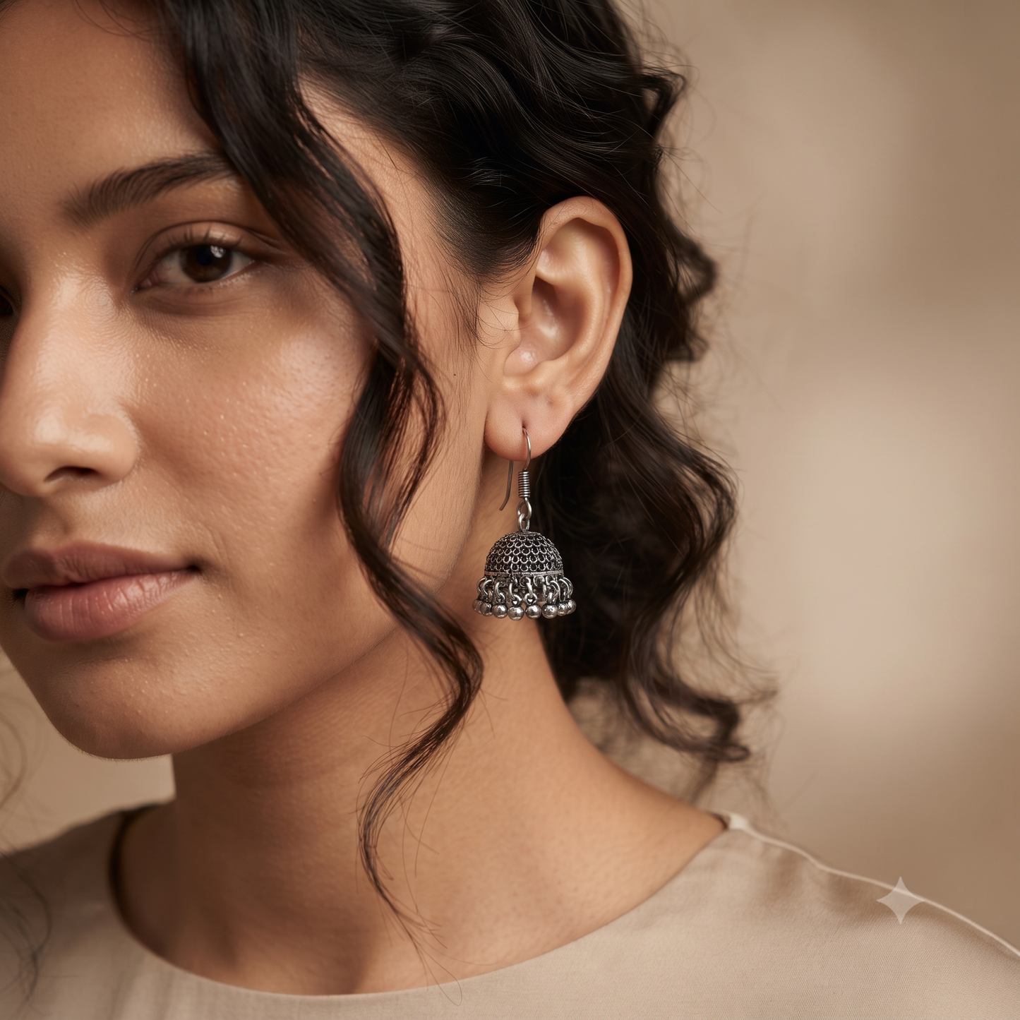 Mini Oxidized Silver Jhumka Earrings
