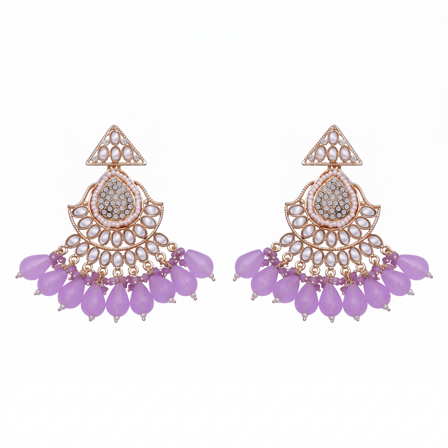 Radiant Triangular Lavender White Stone