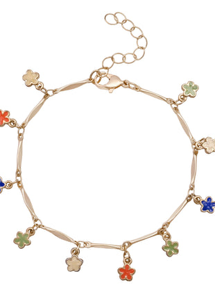 Gold Toned Brass Charm Bracelet Set Of 2