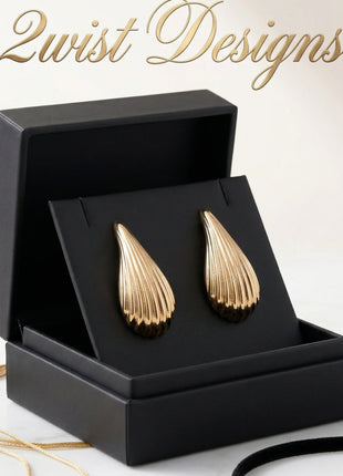 Rose Gold Plated Brass Teardrop Stud Earrings