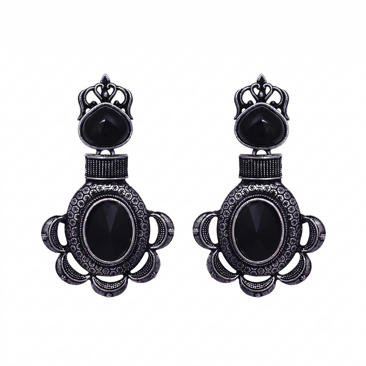 Black Stone Statement Earrings