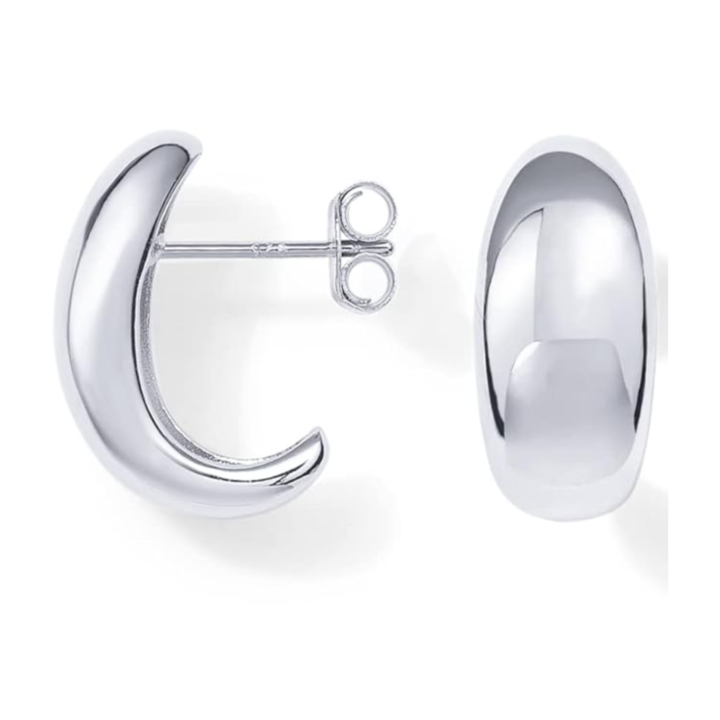 White Tone Plating High Polished Minimalist Thick Half Hoop