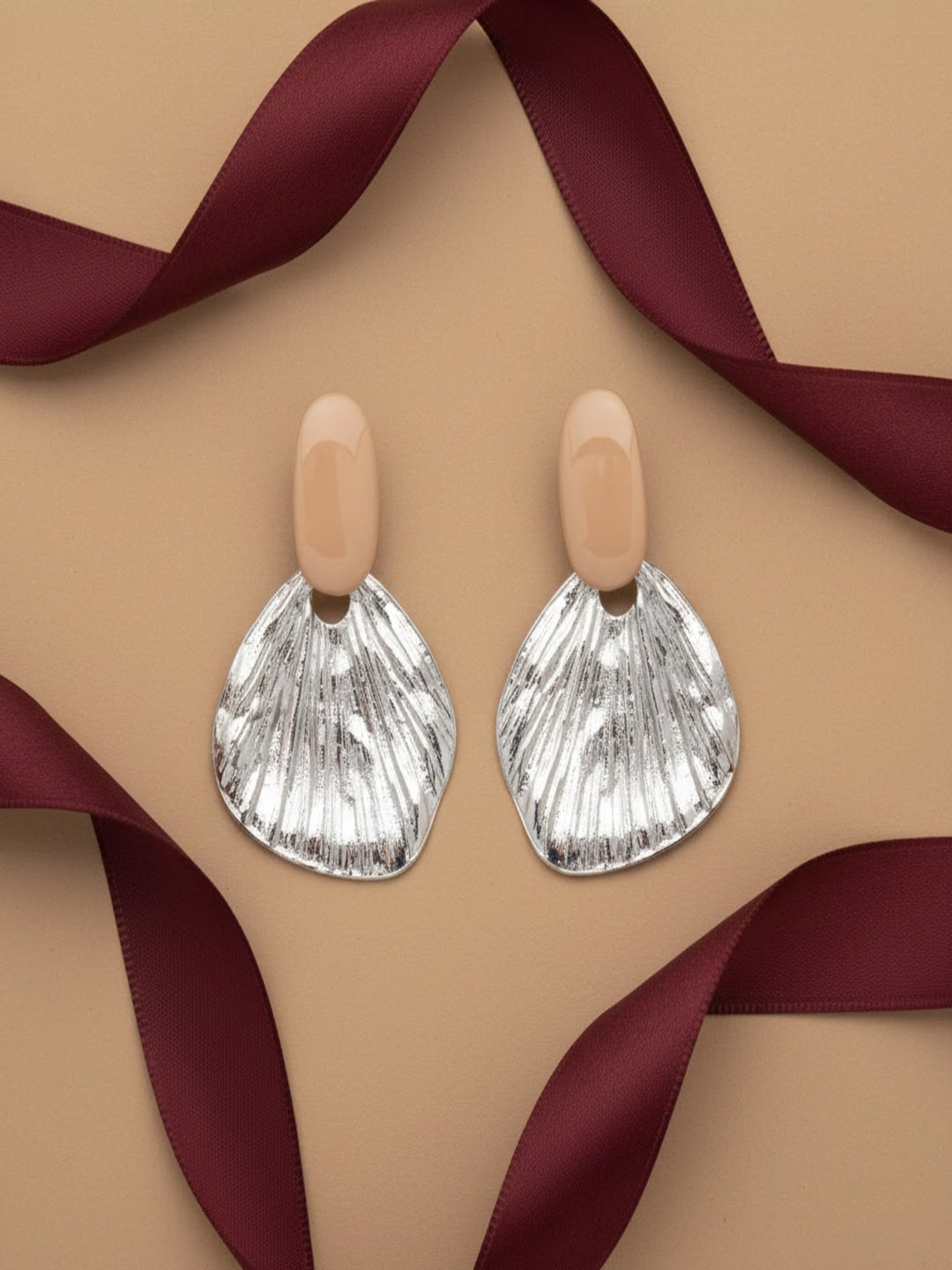 Dual Tone Abstract Petal Earrings