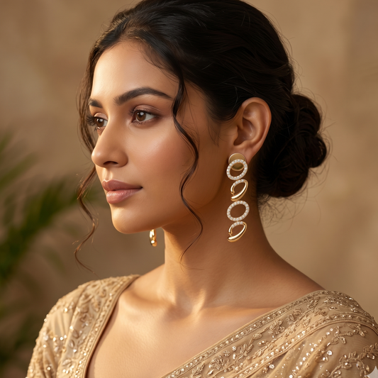 Gold-Tone Linked Oval Stone Necklace Set
