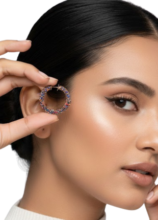 Multicolor Crystal Hoop Earrings By 2wist Designs