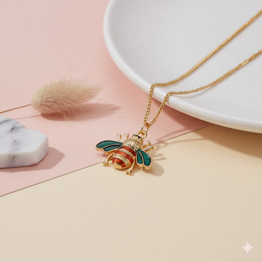 Bumble Bee Enamel Pendant Necklace