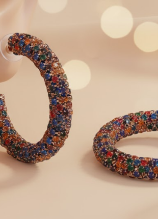 Multicolor Crystal Hoop Earrings By 2wist Designs