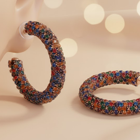 Multicolor Crystal Hoop Earrings By 2wist Designs