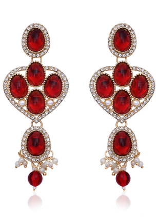 Red Stone Heart Earrings By 2wist Designs