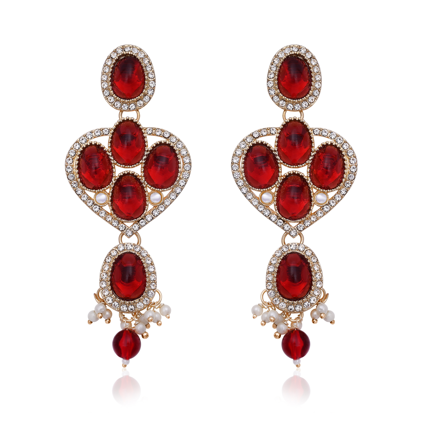 Red Stone Heart Earrings