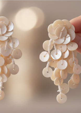 Mother Of Pearl Disc Fringe Earrings By 2wist Designs