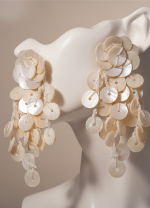 Mother Of Pearl Disc Fringe Earrings By 2wist Designs