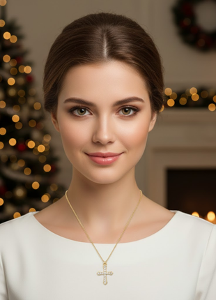 Crystal Cross Pendant Chain Necklace By 2wist Designs