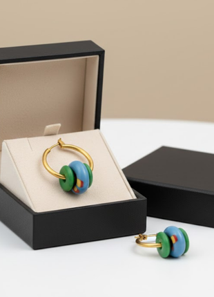 Gold Hoop Earrings With Resin Charms By 2wist Designs