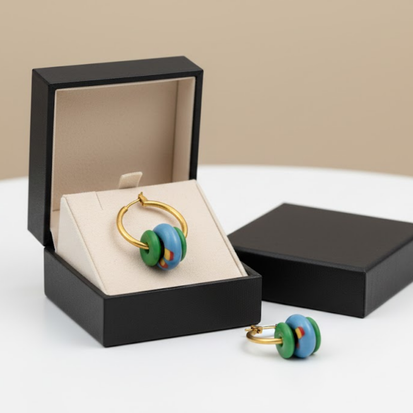 Gold Hoop Earrings With Resin Charms