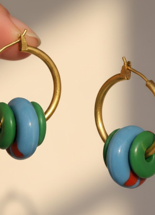Gold Hoop Earrings With Resin Charms By 2wist Designs