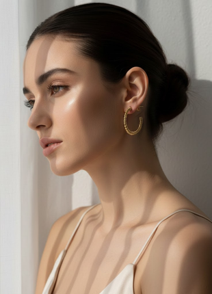 Half Moon Hammered Hoop Earrings By 2wist Designs