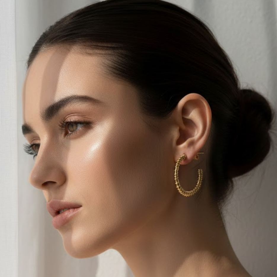 Half Moon Hammered Hoop Earrings