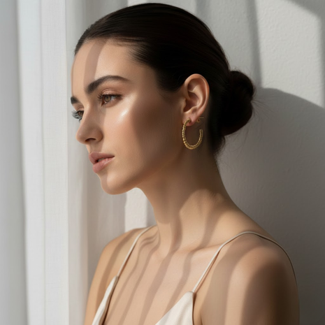 Half Moon Hammered Hoop Earrings By 2wist Designs