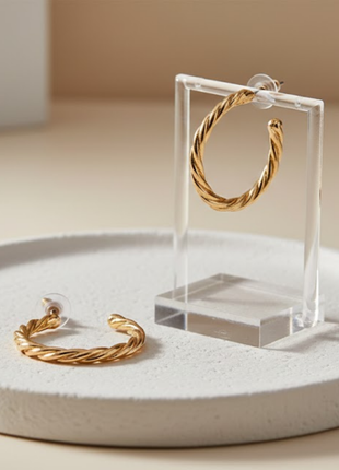 Chunky Rope Hoop Earrings Gold Tone By 2wist Designs