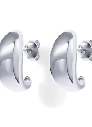 White Tone Plating High Polished Minimalist Thick Half Hoop Stud Fashion Jewellery By 2wist Desings