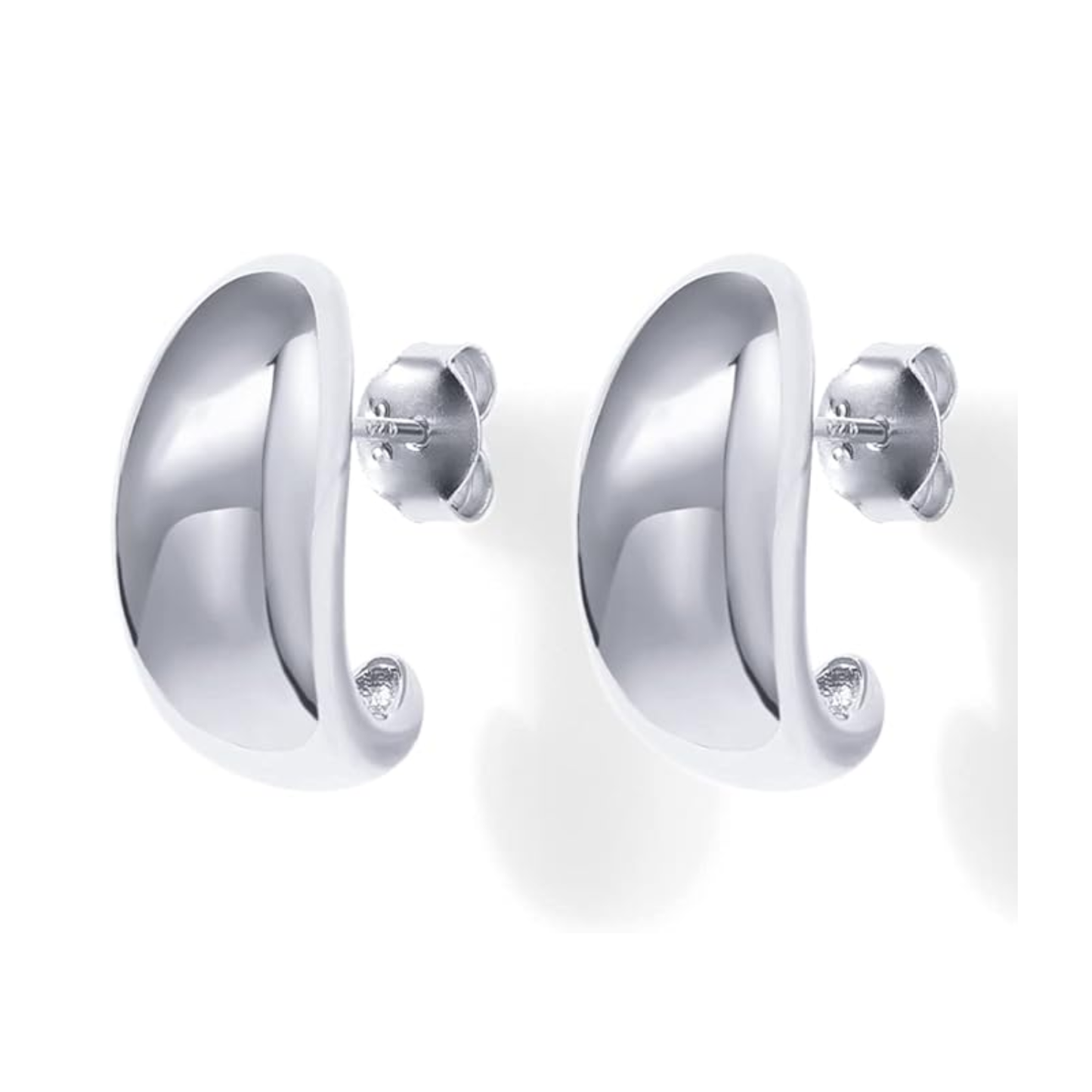 White Tone Plating High Polished Minimalist Thick Half Hoop