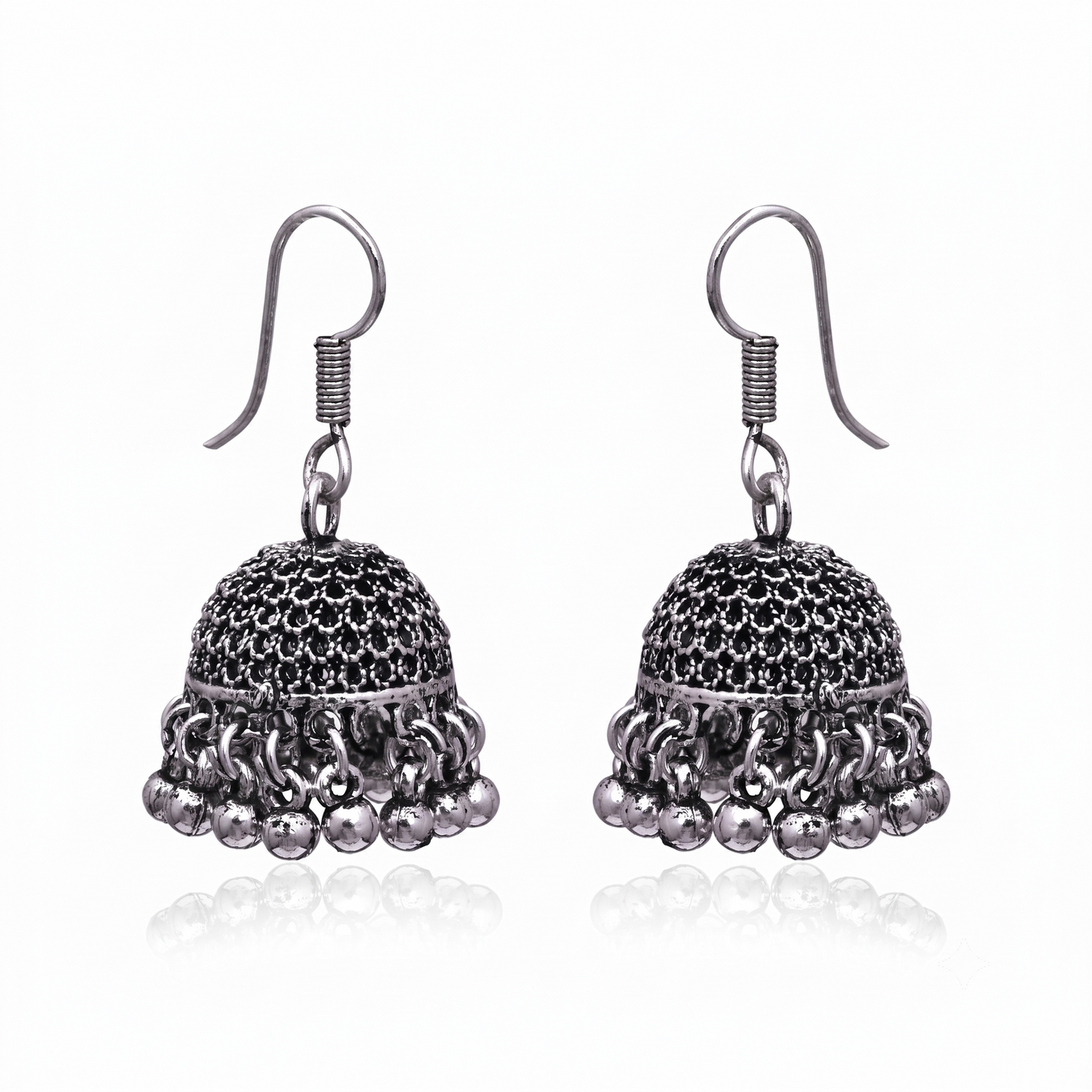 Mini Oxidized Silver Jhumka Earrings