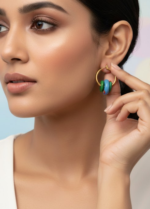 Gold Hoop Earrings With Resin Charms By 2wist Designs