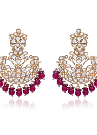 Dark Pink Chandbali Jhumka Earrings By 2wist Designs