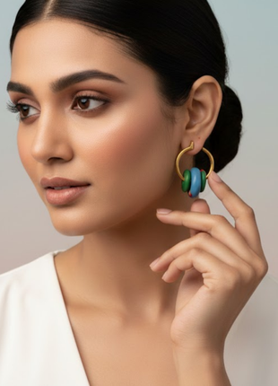 Gold Hoop Earrings With Resin Charms By 2wist Designs