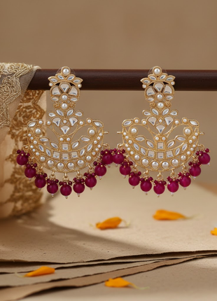 Dark Pink Chandbali Jhumka Earrings By 2wist Designs