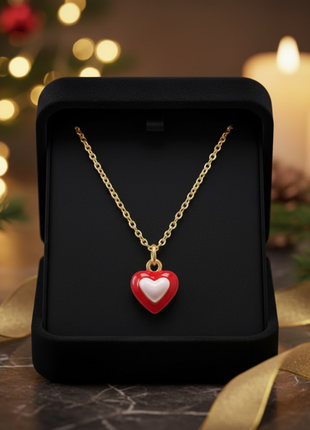 Red White Enamel Heart Charm Necklace By 2wist Designs
