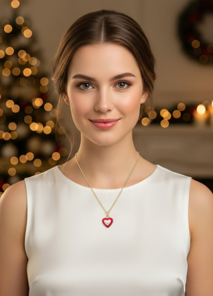 Red White Enamel Heart Charm Necklace By 2wist Designs