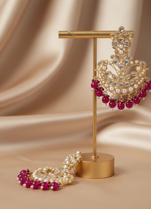 Dark Pink Chandbali Jhumka Earrings By 2wist Designs