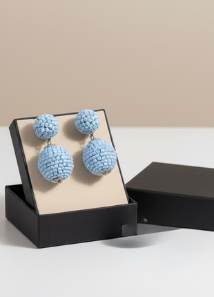 Sky Blue Beaded Geometric Drop Earrings By 2wist Designs