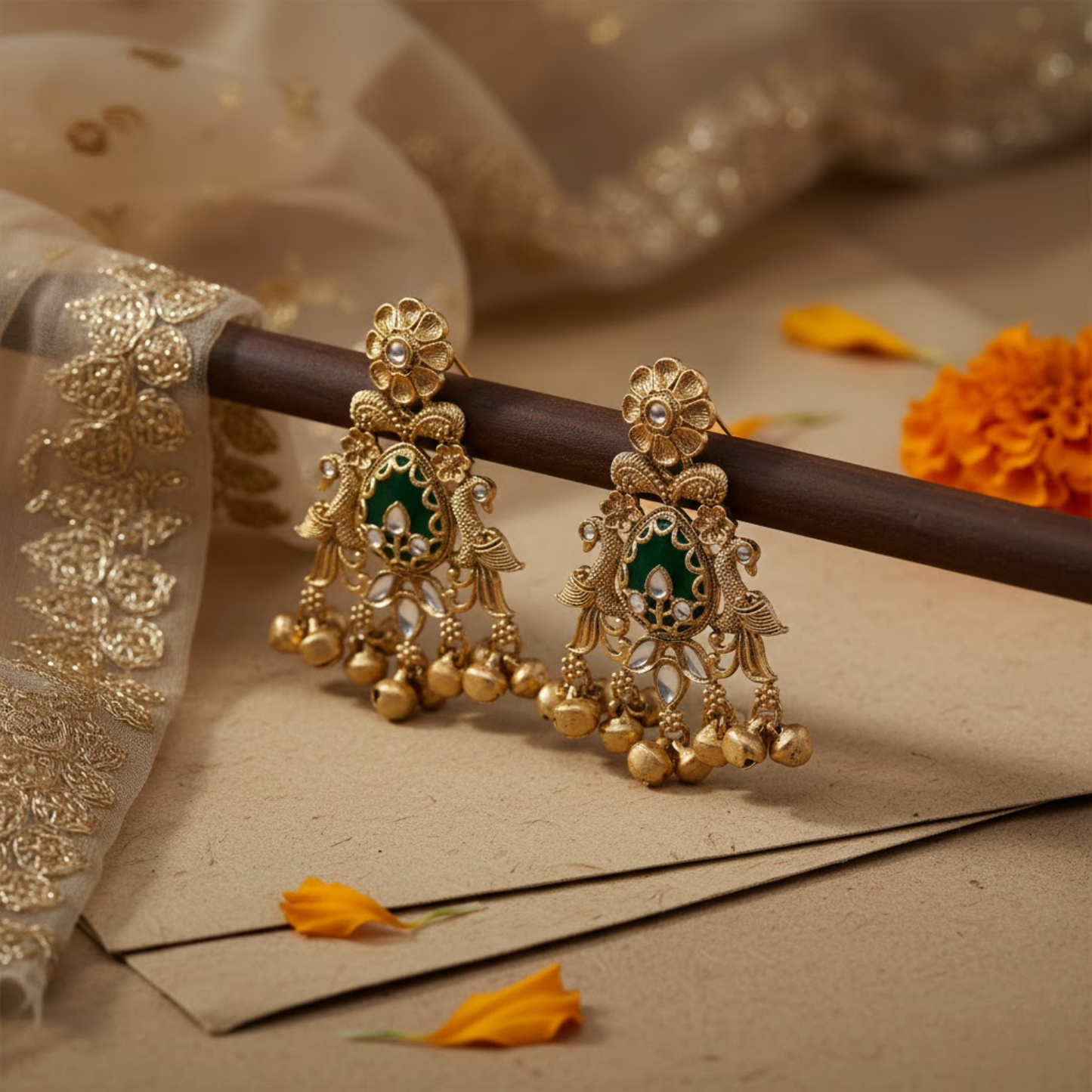 Sky Blue Stone Jhumka Earrings