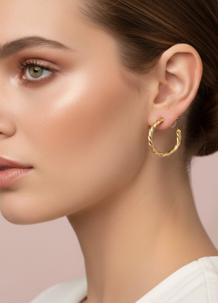 Chunky Rope Hoop Earrings Gold Tone By 2wist Designs