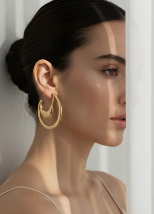 Double Layer Crescent Hoop Earrings By 2wist Designs