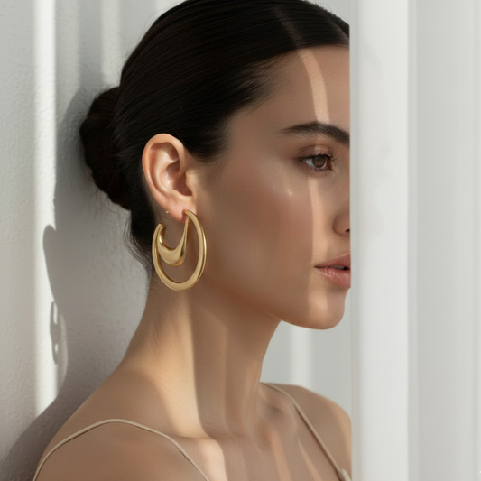Double Layer Crescent Hoop Earrings