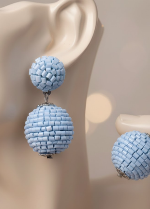 Sky Blue Beaded Geometric Drop Earrings By 2wist Designs