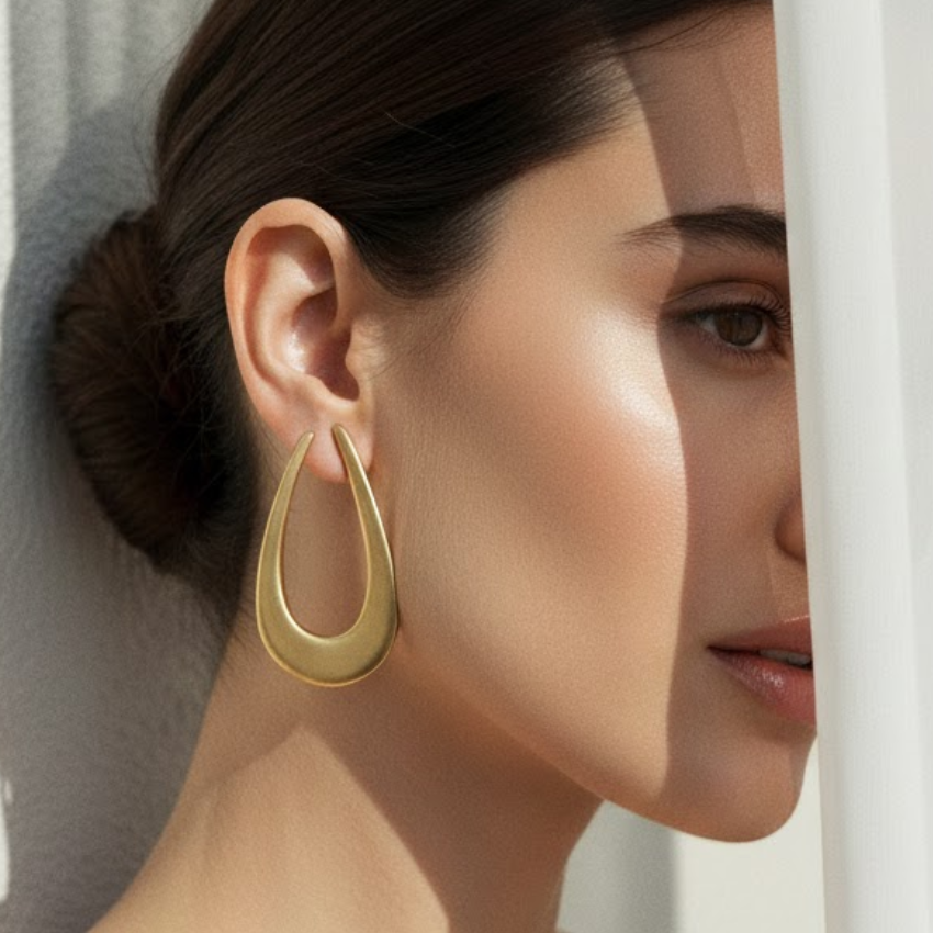 Snake Texture U Shape Hoop Earrings